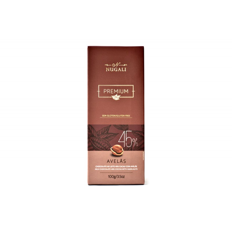 Chocolate ao Leite 45% Cacau com Avelas Nugali 100g