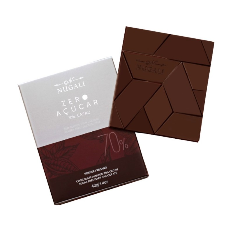 Tablete de Chocolate 70% Zero Açucar Nugali 40g